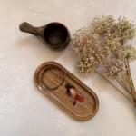 ست سینی و فنجان چوبی دست‌ ساز قهوه