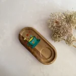 ست سینی و لیوان چوبی نقاشی‌ دست طرح فنجان خندان