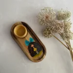 سینی سرو چوبی نقاشی‌ دست طرح دختر پاپیونی