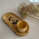 ست سینی و لیوان چوبی نقاشی‌ دست