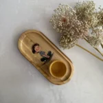 ست سینی و لیوان چوبی نقاشی‌