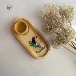 سینی سرو چوبی نقاشی‌ دست طرح پسر کوله‌ پشتی
