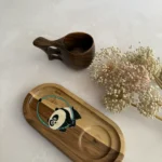 سینی چوبی نقاشی‌ دست طرح پاندا با ماگ