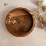 ست میوه‌ خوری پایه‌ دار و سینی چوبی نقاشی‌ ماهی