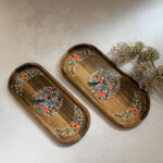 Set of Two Peacock-Design Khatam-Kari Trays