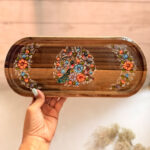 Khatam-kari Peacock Tray (Size: Handheld)